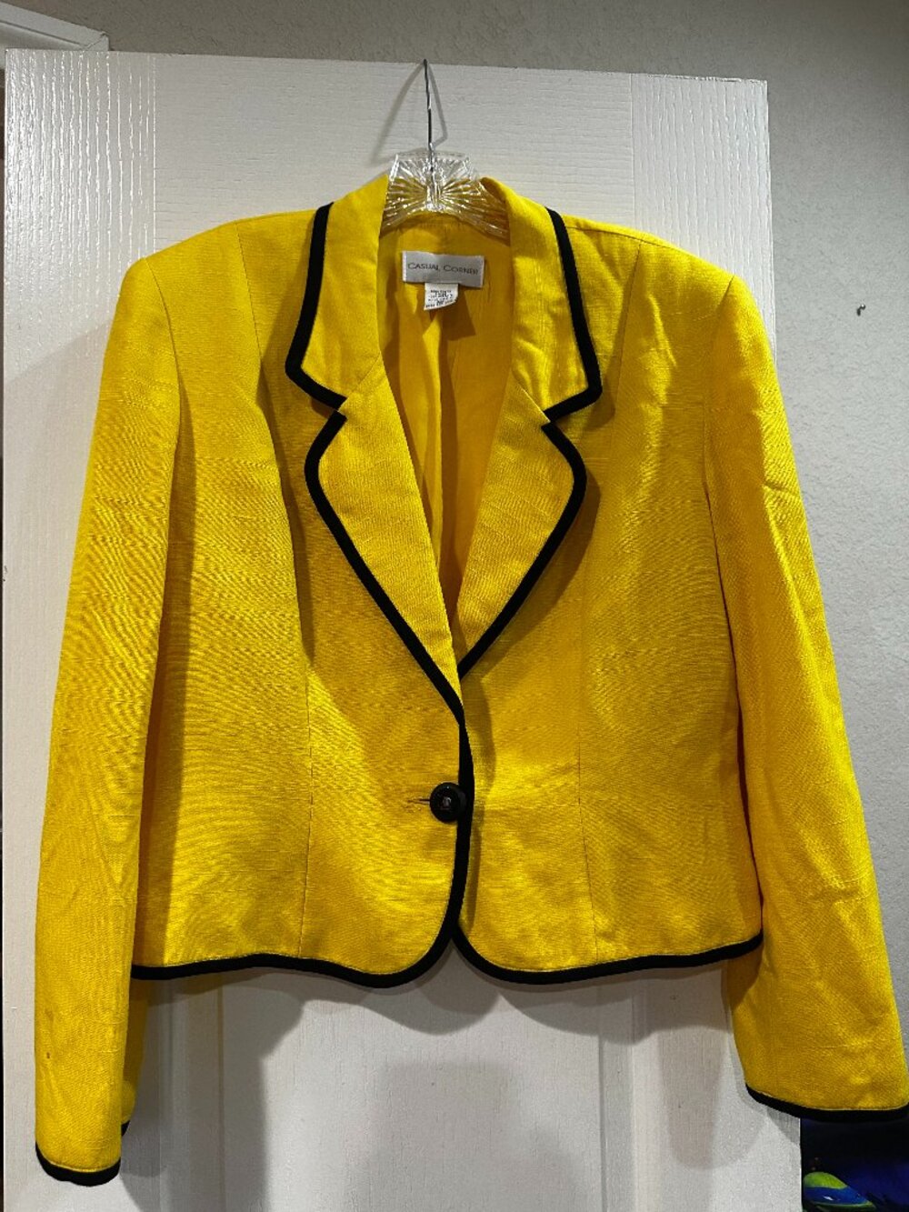 Vintage Casual Corner Yellow Black Trim Blazer Jacket Career Office Chic